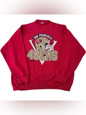 Vintage 90’s San Francisco 49ers Sweatshirt Men’s X-Large Red & Gold USA Trench